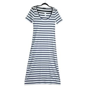J.Crew Re-Imagined Striped Cotton Maxi Dress Navy White XS BG216